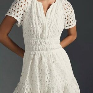 Anthropologie White Eyelet Midi Dress